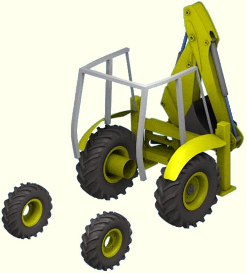Progress of Modelling the Wheels and Structire of the Excavator