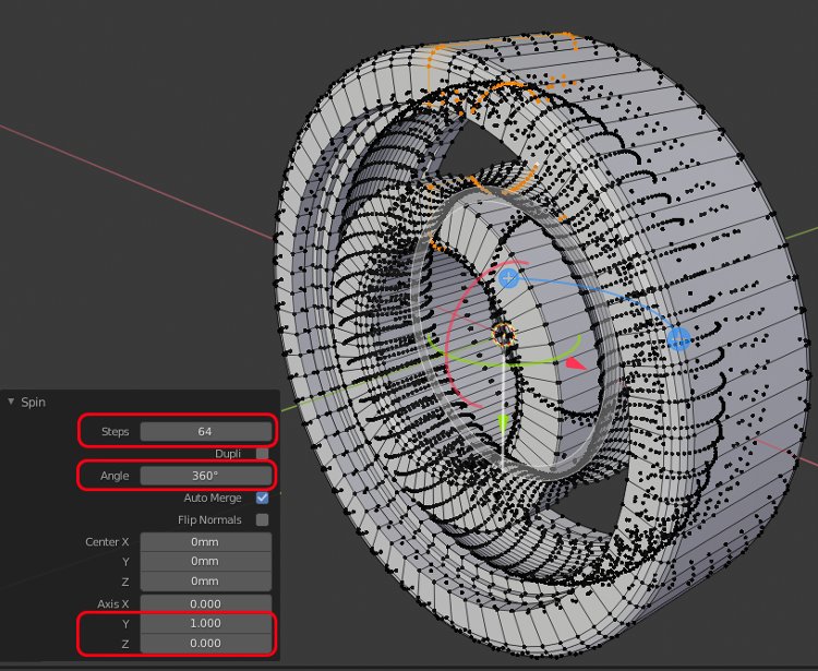 Blender 2.80 - 608 Bearing Inner and Outer Race Spun around Z-Axis