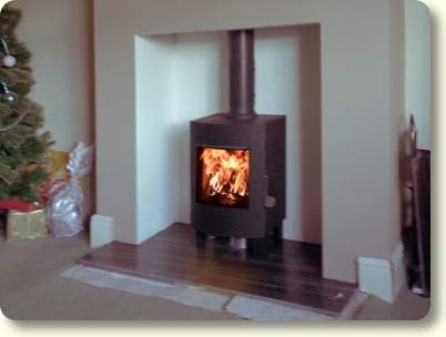 Wood Burning Stove - the completed stove installation